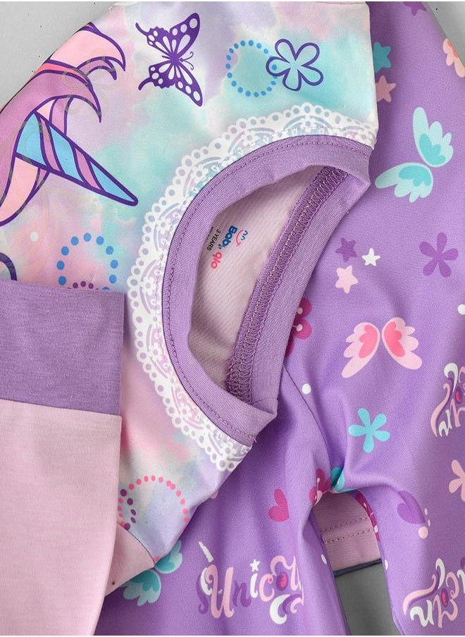 Lavender Unicorn Glow-in-the-Dark Pajama Set for Girls