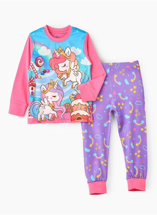 Unicorn Candyland Glow-in-the-Dark Pajama Set for Girls