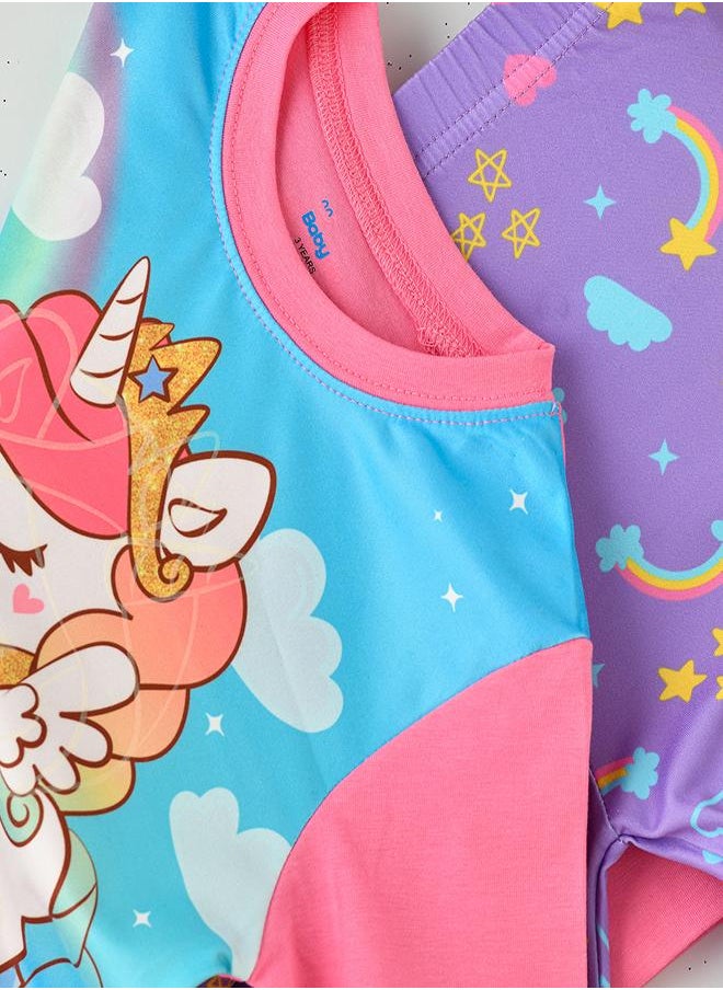 Unicorn Candyland Glow-in-the-Dark Pajama Set for Girls