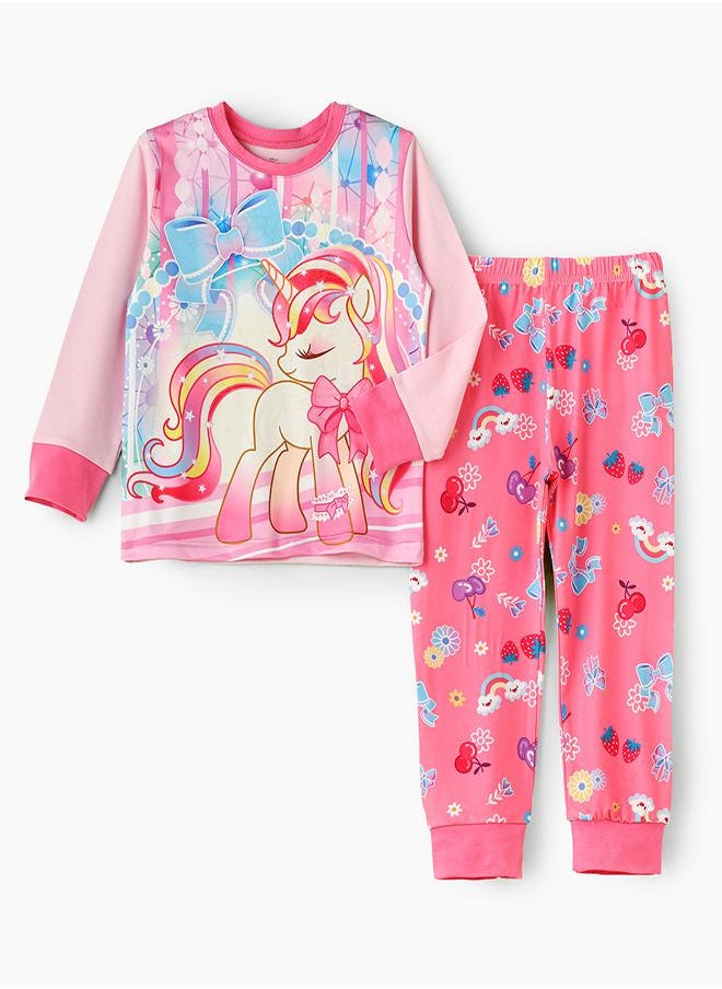 Rainbow Unicorn Glow-in-the-Dark Pajama Set for Girls