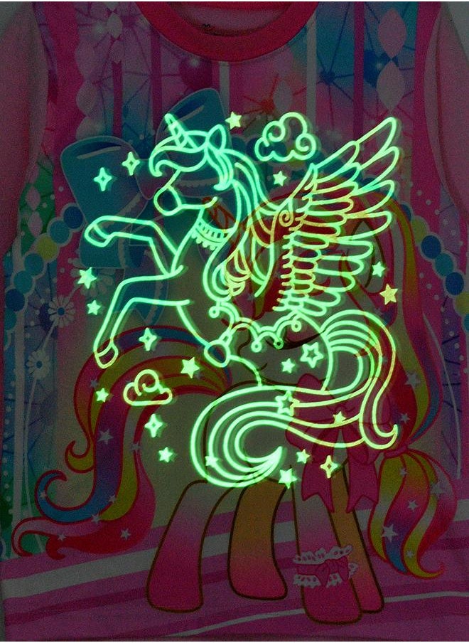 Rainbow Unicorn Glow-in-the-Dark Pajama Set for Girls