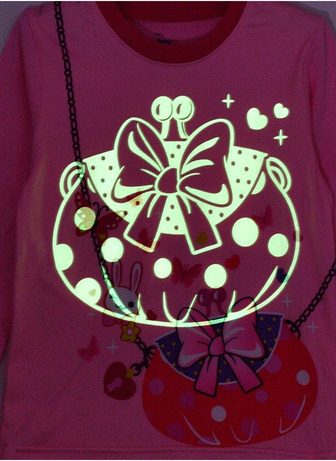 Happy Bunny Glow-in-the-Dark Pajama Set for Girls