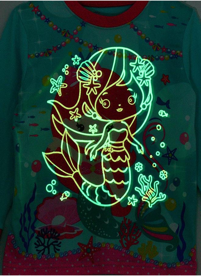 Magical Mermaid Glow-in-the-Dark Pajama Set for Girls