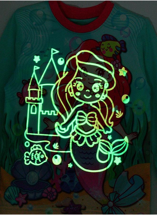 Mermaid Glow-in-the-Dark Pajama Set for Girls