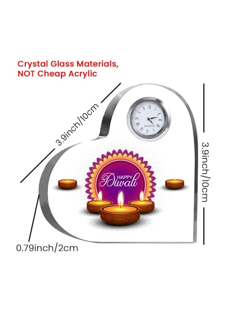 Diwali Special Heart-Shaped Crystal Clock Gift-Thoughtful Presents For Diwali Gifts For Your Friends And Family