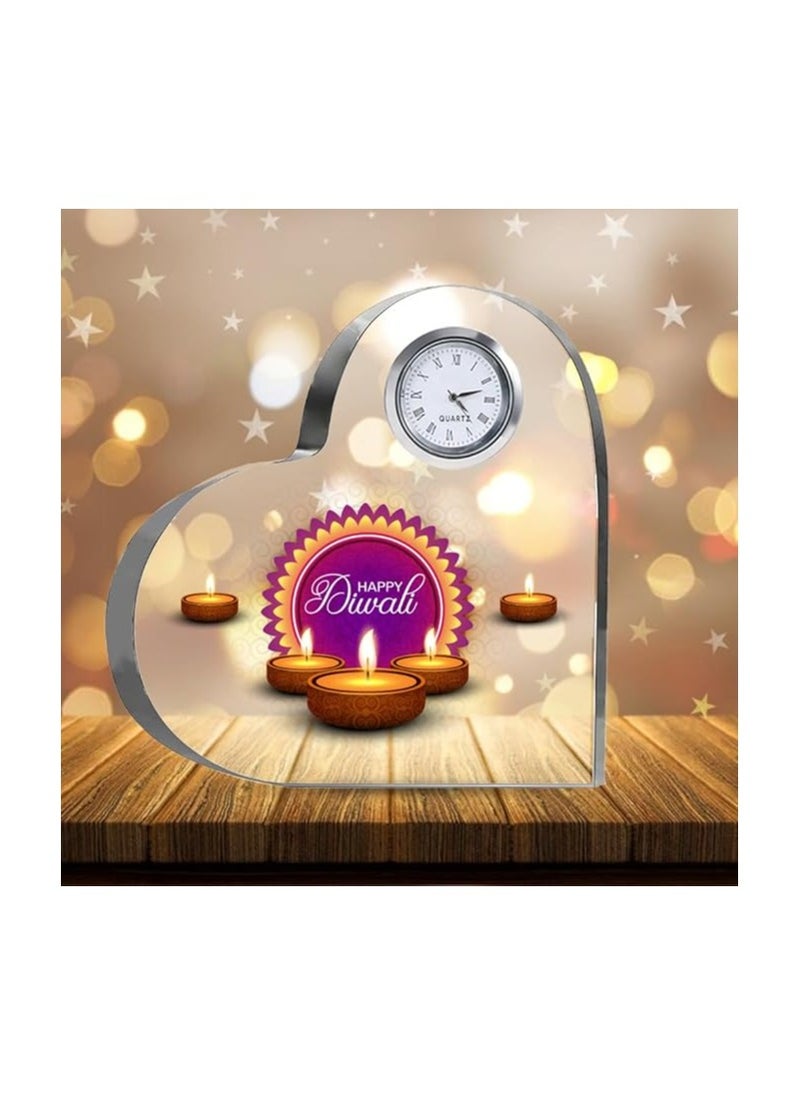 Diwali Special Heart-Shaped Crystal Clock Gift-Thoughtful Presents For Diwali Gifts For Your Friends And Family