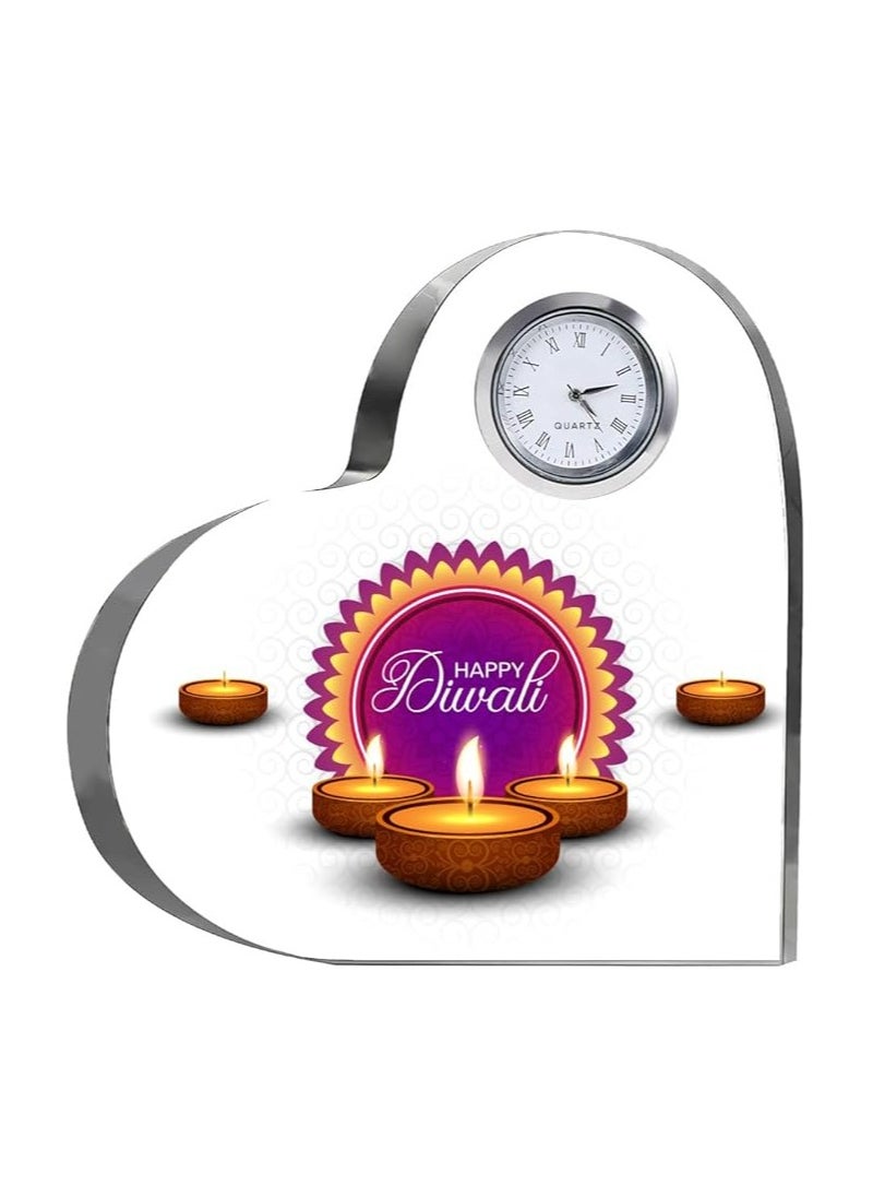 Diwali Special Heart-Shaped Crystal Clock Gift-Thoughtful Presents For Diwali Gifts For Your Friends And Family