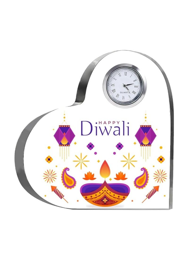 Diwali Special Heart-Shaped Crystal Clock Gift-Thoughtful Presents For Diwali Gifts For Your Friends And Family