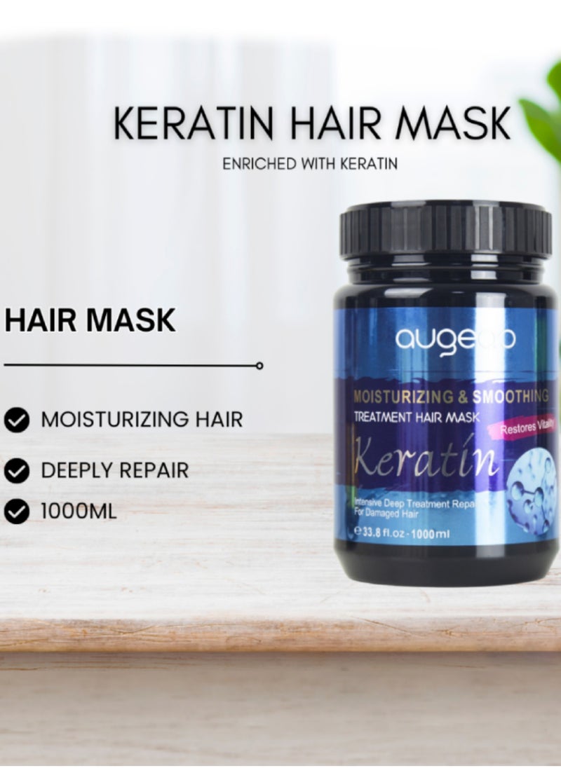 1000ml Moisturizing and Smoothing Treatment Keratin Hair Mask Restore and Repair Damaged Hair and Prevent Hair Breakage Increase Hair Softness and Helps Hair Regrowth Keratin Creamy Hair Mask Hair Cream