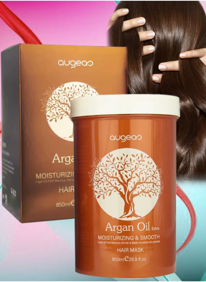 850ml Argan Oil Hair Mask Argan Oil of Morocco Deeply Nourish and Repair Damaged Hair Improve Split Ends and Restore Healthy Hair Extra Moisturizing and Smooth Argan Oil Creamy Hair Mask