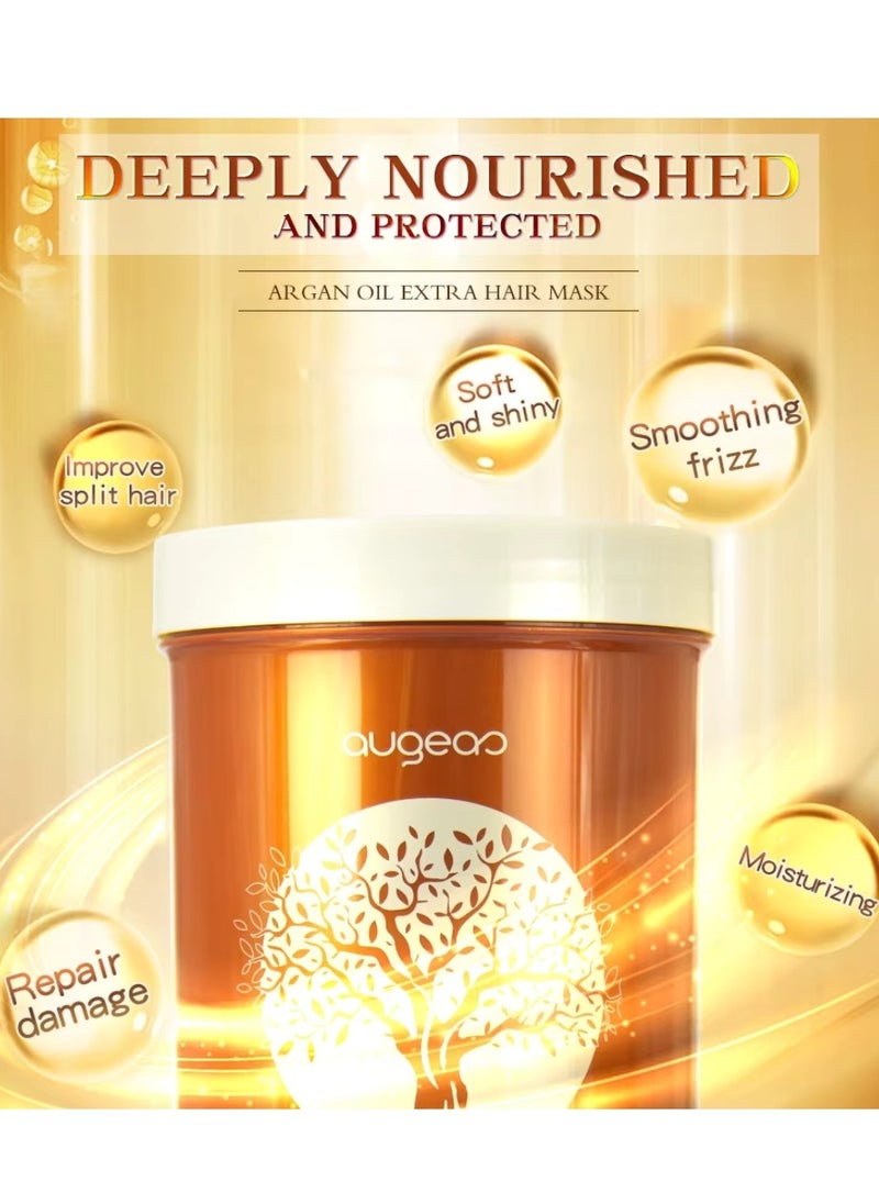 850ml Argan Oil Hair Mask Argan Oil of Morocco Deeply Nourish and Repair Damaged Hair Improve Split Ends and Restore Healthy Hair Extra Moisturizing and Smooth Argan Oil Creamy Hair Mask