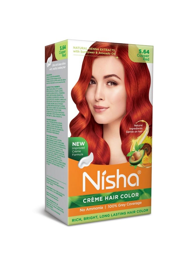 Creme Hair Color Permanent Hair Dye Color Kit With Improved Creme Formula For 100% Gray Coverage Ammonia Free Hair Color Dye For Rich Bright Long Lasting Hair Color (Copper Red, Pack Of 1)