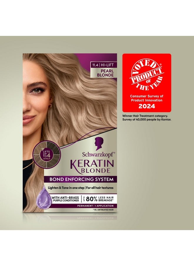 Keratin Blonde Hair Dye Pearl Blonde 11.4, Hi-Lift Permanent Color, 1 Application - Hair Color Enriched With Keratin, Lightens Up To 4 Levels And Protects Hair From Breakage