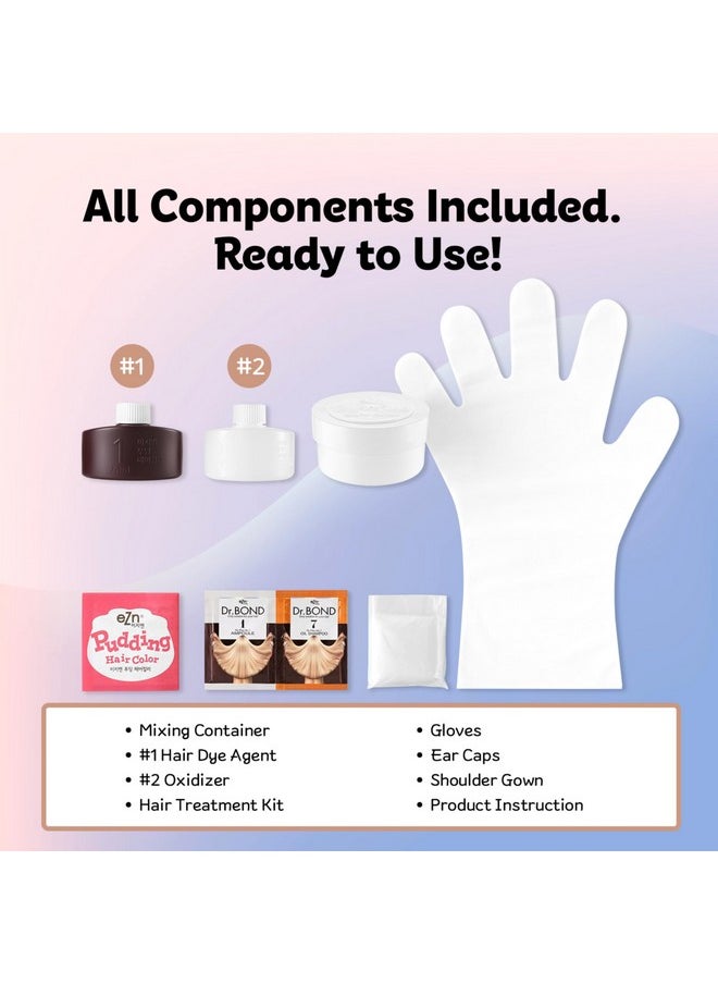 Pudding Hair Dye Ammonia Free Semi-Permanent Self Hair Dye Diy Kit Included Contain Keratin Made In Korea Beauty (Ash Khaki)