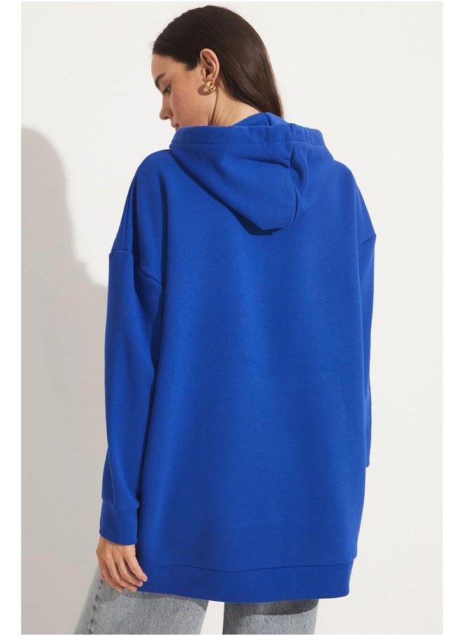 June Basic Thick Hooded Sweatshirt Saxe