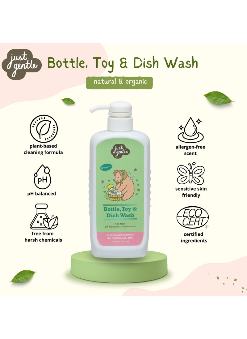 Natural Bottle, Toys & Dish Wash - Plant-Based, Safe for Babies, Effective Cleaning with Organic Chamomile, 500ml