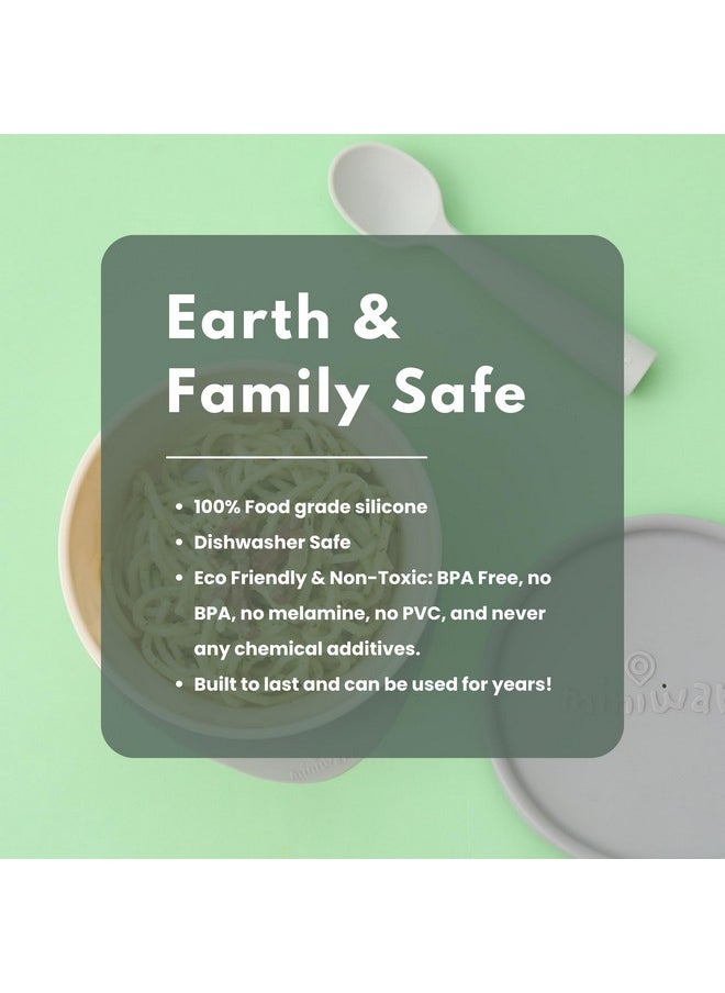 Silicone Baby Spoon For Training - Bpa Free Baby Utensils - Baby Spoons Self Feeding 6 Months | 100% Food Grade Silicone - Modern & Dishwasher Safe Toddler Spoons (Grey And Peach)