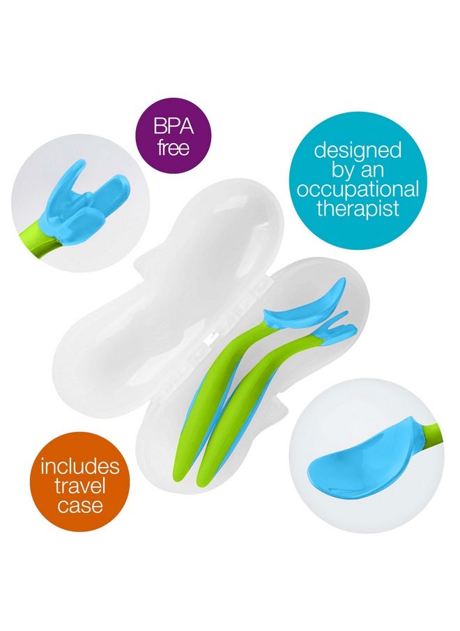 Toddler Cutlery Set: Patented Flork™ Designed Fork, Spoon & Travel Case, Easy Grip Handles, Dishwasher Safe, Bpa Free. (Ocean Breeze)