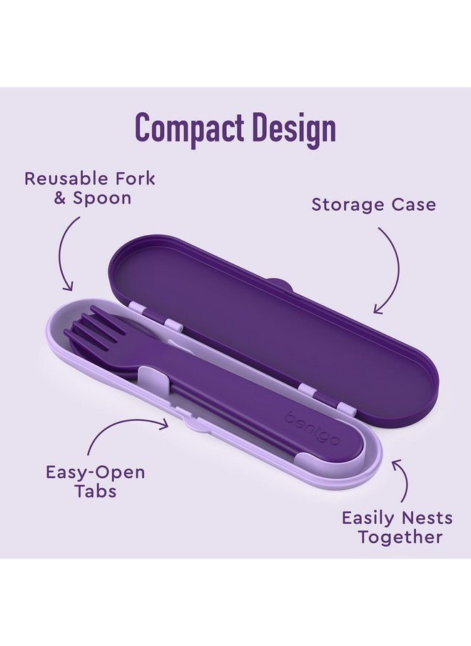 Kids Utensil Set - Reusable Plastic Fork, Spoon & Storage Case - Bpa-Free Materials, Easy-Grip Handles, Dishwasher Safe - Ideal For School Lunch, Travel, & Outdoors (Unicorn)