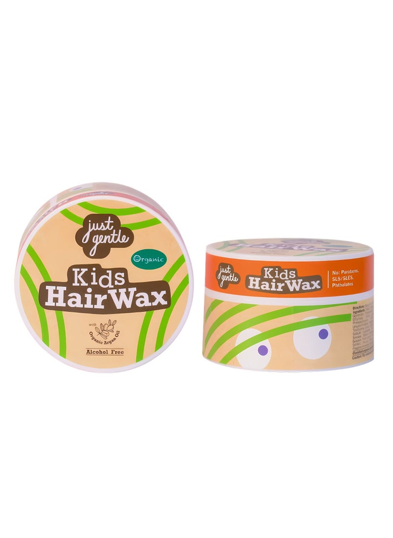 Just Gentle Kids Hair Wax - Organic Argan Oil & 6 Fruit Extracts, Alcohol-Free, Paraben-Free, Berry Scent, 45g