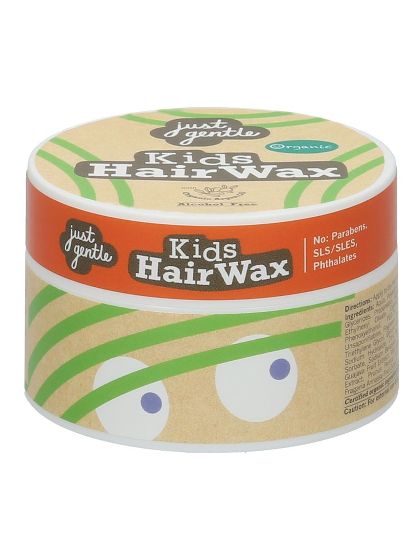 Just Gentle Kids Hair Wax - Organic Argan Oil & 6 Fruit Extracts, Alcohol-Free, Paraben-Free, Berry Scent, 45g