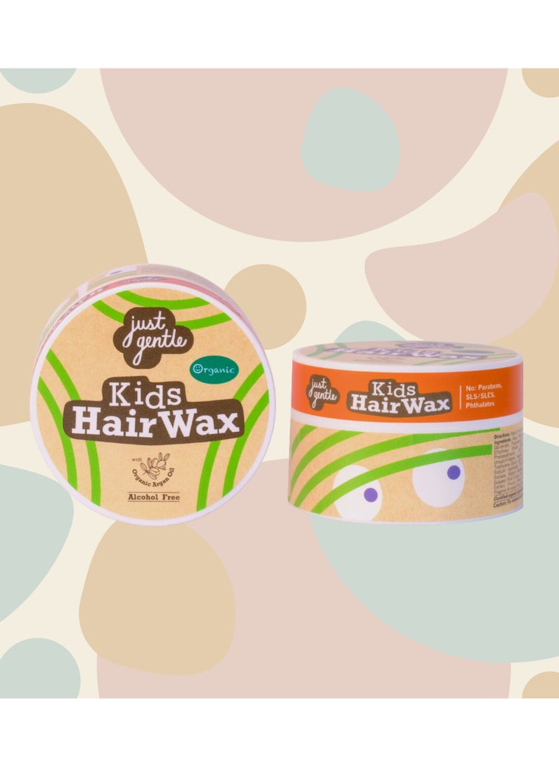 Just Gentle Kids Hair Wax - Organic Argan Oil & 6 Fruit Extracts, Alcohol-Free, Paraben-Free, Berry Scent, 45g