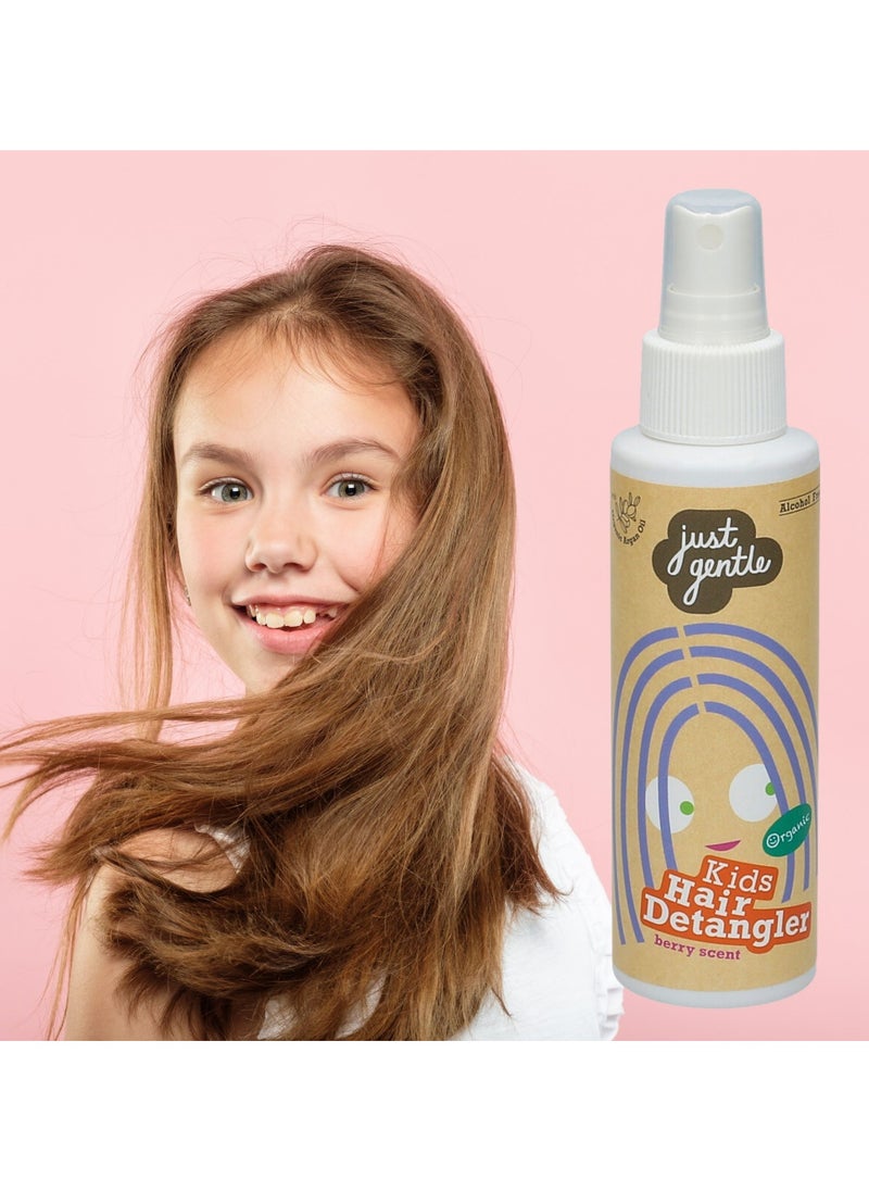 Kids Hair Detangler Spray - Fortified with Organic Argan Oil & 6 Fruit Extracts, Smooths & Conditions, Berry Scent, 100ml