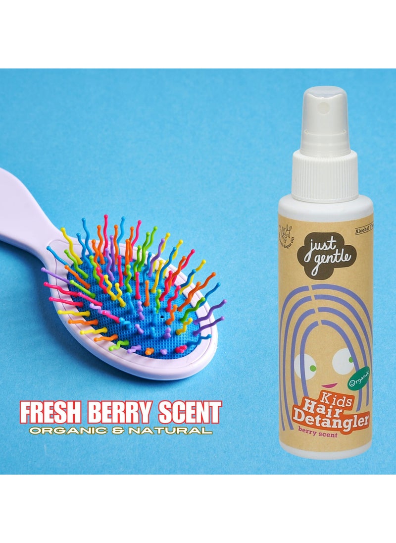 Kids Hair Detangler Spray - Fortified with Organic Argan Oil & 6 Fruit Extracts, Smooths & Conditions, Berry Scent, 100ml