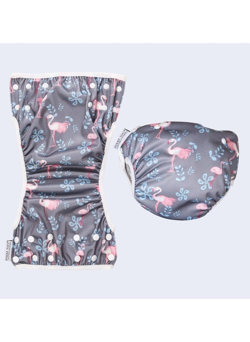 Polka Tots Reusable Swim Diaper - Flamingo