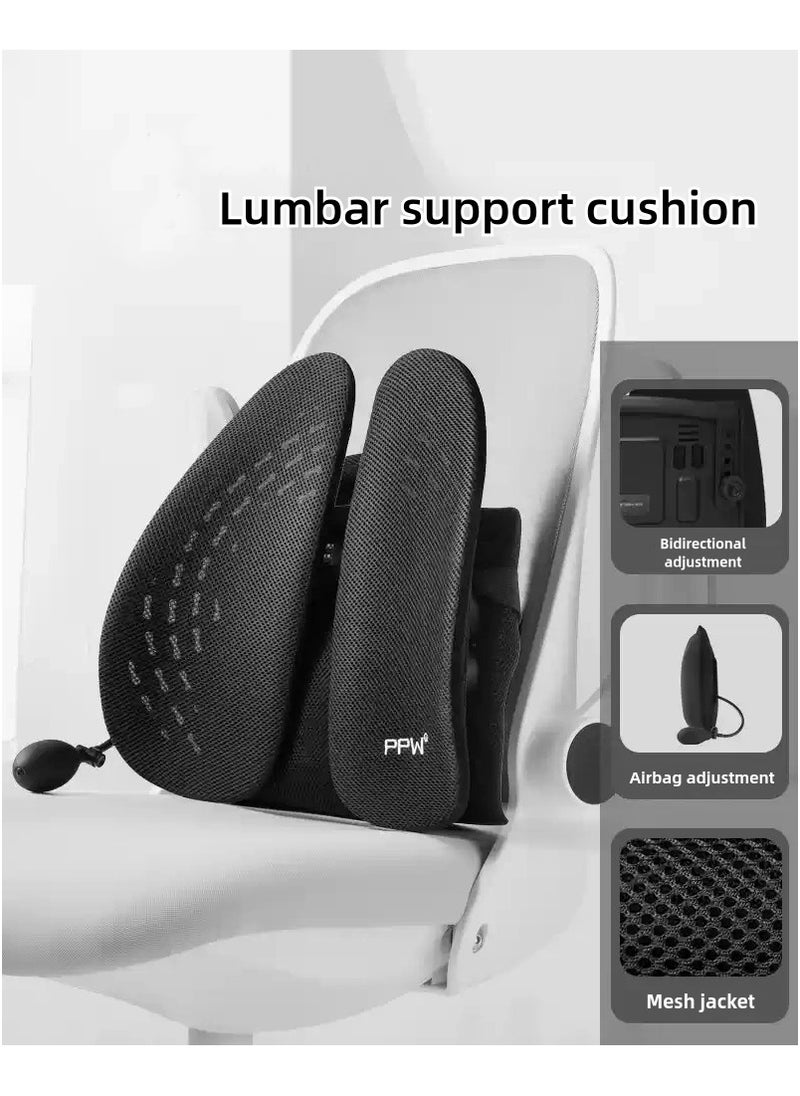 Adjustable Lumbar Support Pillow Improve Lower Back PainRelief and Sitting Posture Adjustable Slider Ergonomic Memory Foam Back Cushion for Long Sitting for Office Chair Car Plane