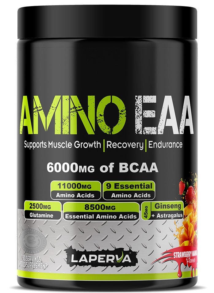 Laperva Amino EAA, 6000 mg of BCAA, Strawberry Mango Flavor, 390 Gm