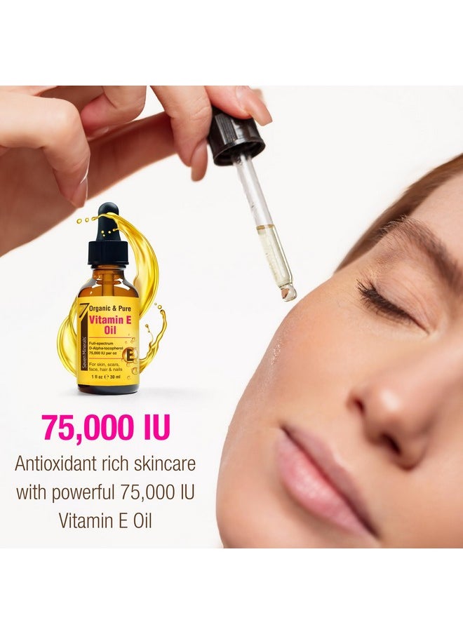 New Ultra Pure Vitamin E Oil - 75,000 Iu Full-Spectrum D-Alpha Tocopherol, 1 Fl Oz - 100% Organic Vitamin E Oil For Skin, Face, Hair, And Scars - Naturally Occurring = Not Synthetic.
