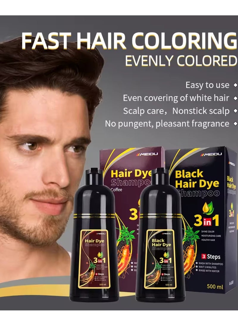 500ml Hair Dye Shampoo Dark Brown for Grey Hair 3 in 1 Hair Color Shampoo for Women and Men Grey and White Hair Coverage Long Lasting Deeply Nourishing and Anti Hair Fall Hair Color Shampoo