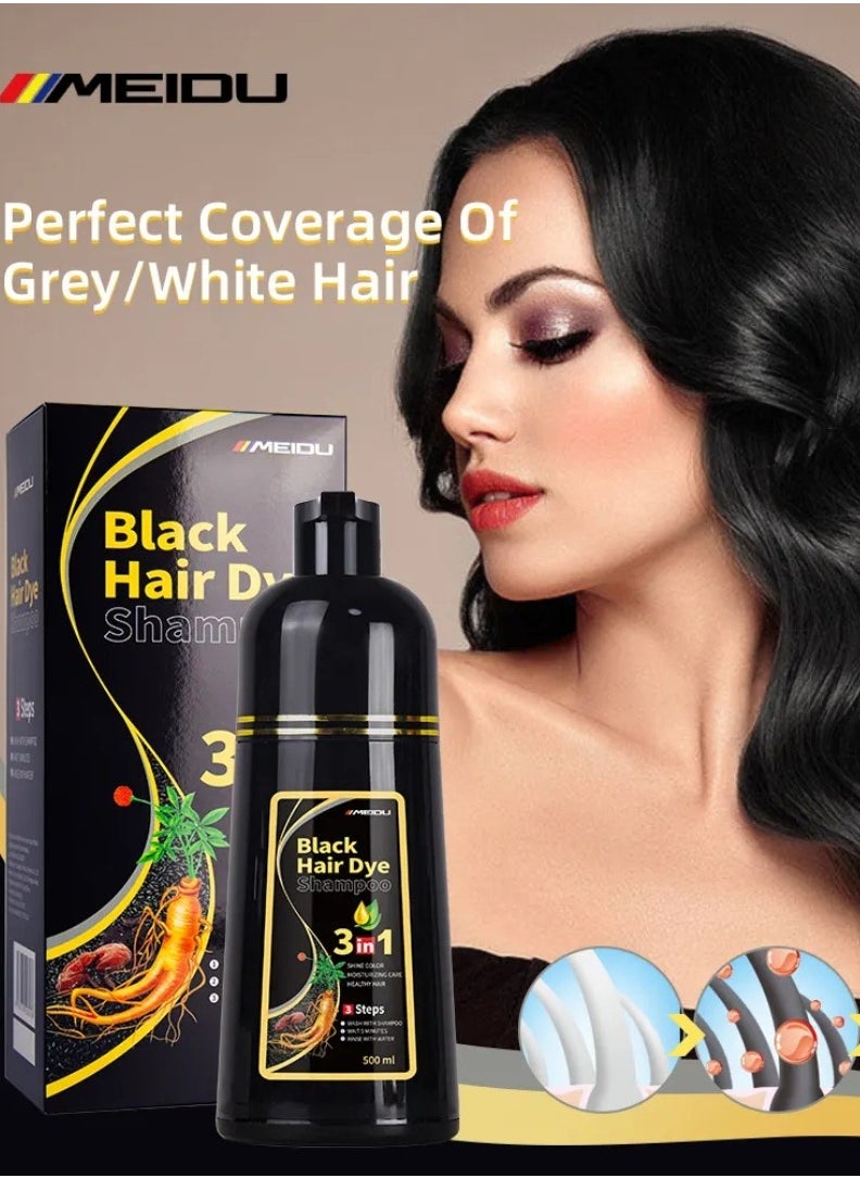 500ml Hair Dye Shampoo Dark Brown for Grey Hair 3 in 1 Hair Color Shampoo for Women and Men Grey and White Hair Coverage Long Lasting Deeply Nourishing and Anti Hair Fall Hair Color Shampoo