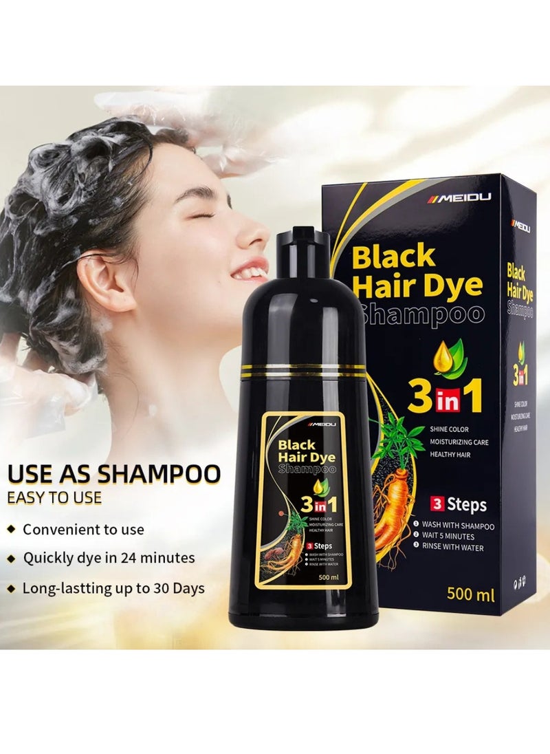 500ml Hair Dye Shampoo Dark Brown for Grey Hair 3 in 1 Hair Color Shampoo for Women and Men Grey and White Hair Coverage Long Lasting Deeply Nourishing and Anti Hair Fall Hair Color Shampoo