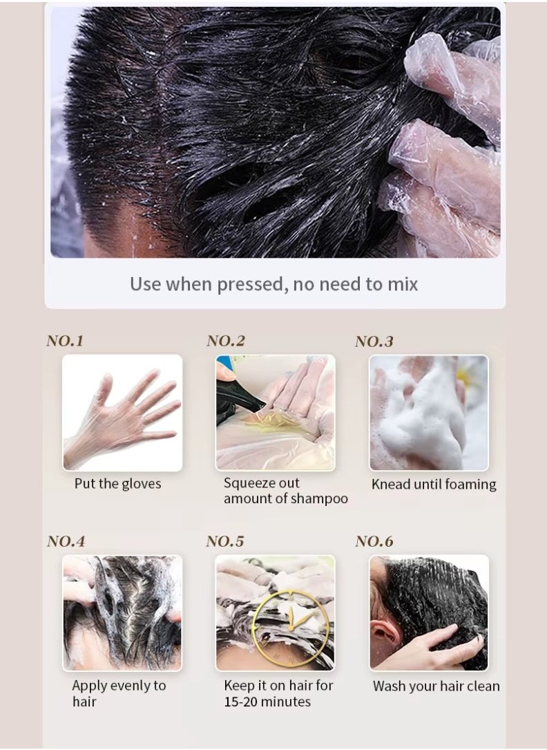 500ml Black Hair Dye Shampoo for Grey Hair 3 in 1 Hair Color Shampoo for Women and Men Grey and White Hair Coverage Long Lasting Deeply Nourishing and Anti Hair Fall Hair Color Shampoo