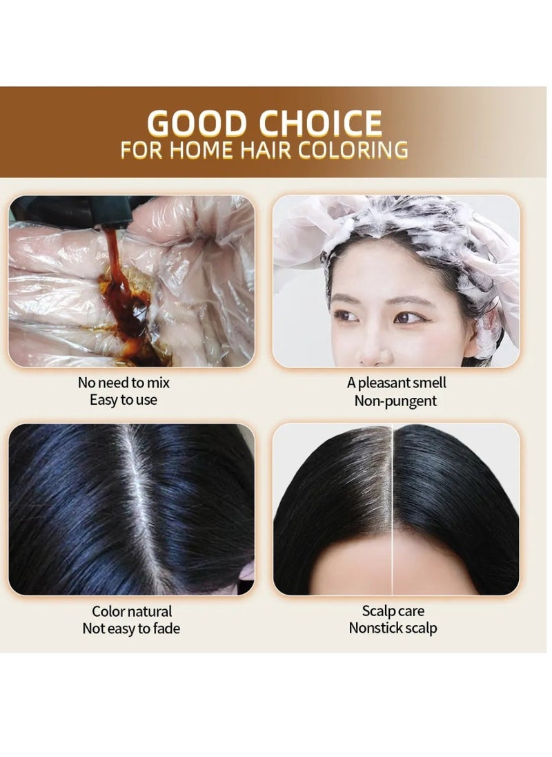 500ml Hair Dye Shampoo Dark Brown for Grey Hair 3 in 1 Hair Color Shampoo for Women and Men Grey and White Hair Coverage Long Lasting Deeply Nourishing and Anti Hair Fall Hair Color Shampoo