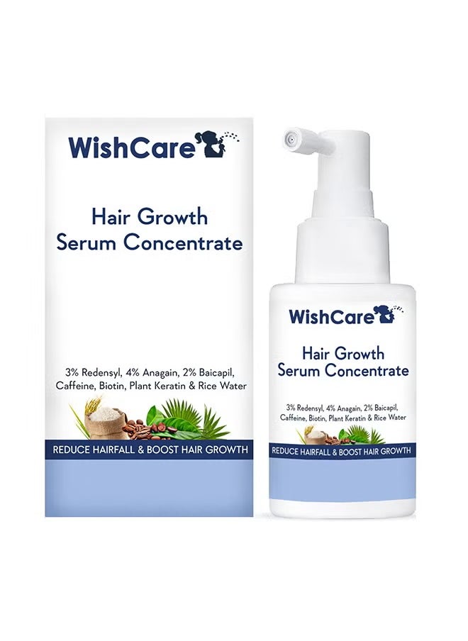 WishCare Hair Growth Serum Concentrate - 3% Redensyl, 4% Anagain, 2% Baicapil, Caffeine, Biotin & Rice Water - Rosemary Hair Serum for Hair Fall Control & Hair Growth 30ml