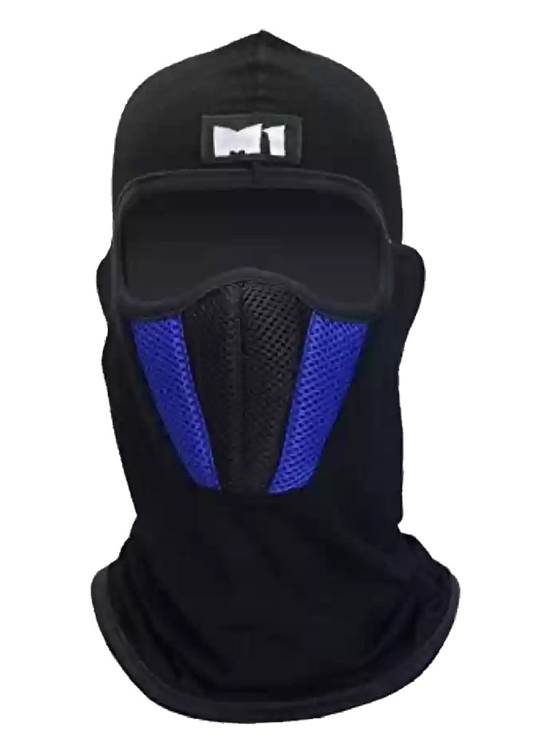 Rider Full Helmet Face Mask | Full Face Cover Balaclava Protection Filter Plain Full Face Mask - Blue