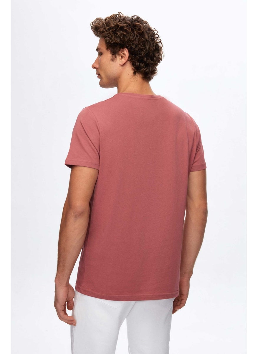 Regular Fit Dusty Rose Plain T-Shirt