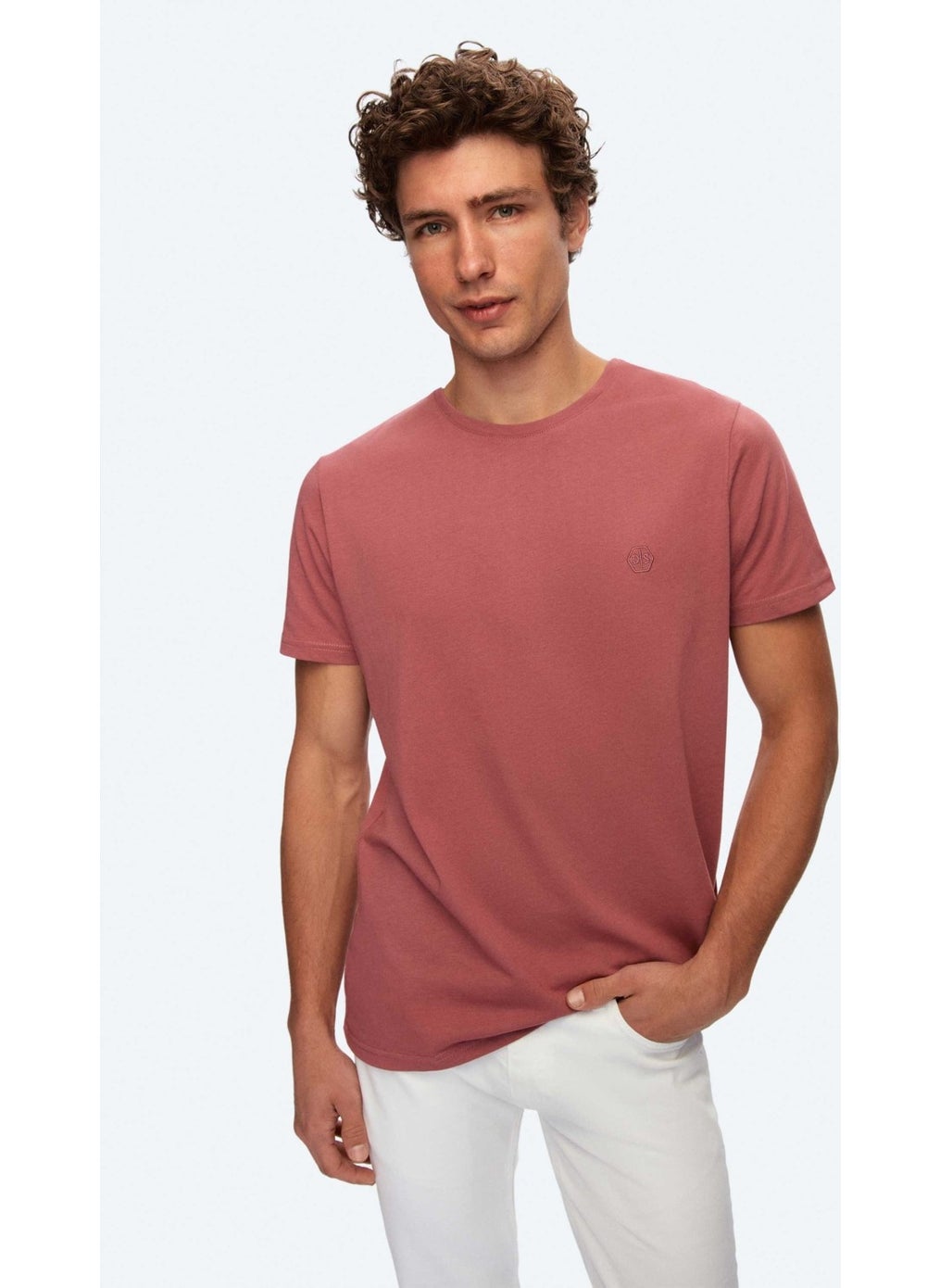 Regular Fit Dusty Rose Plain T-Shirt