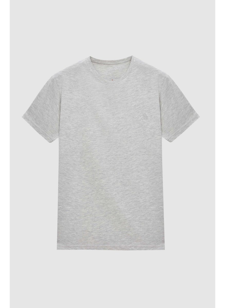 Regular Fit Gray Plain T-Shirt