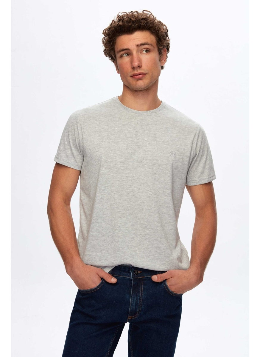 Regular Fit Gray Plain T-Shirt