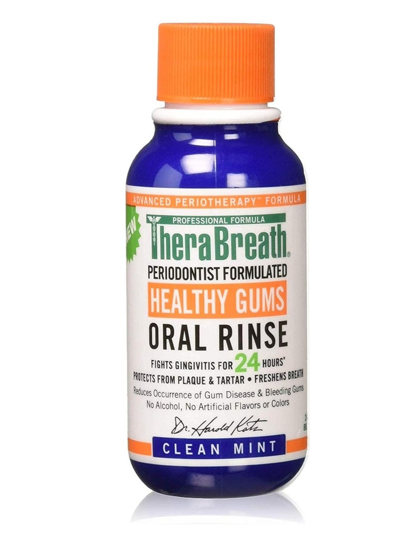 TheraBreath Healthy Gums Periodontist Formulated 24-Hour Oral Rinse, Clean Mint, 3 Ounce (Pack of 6)