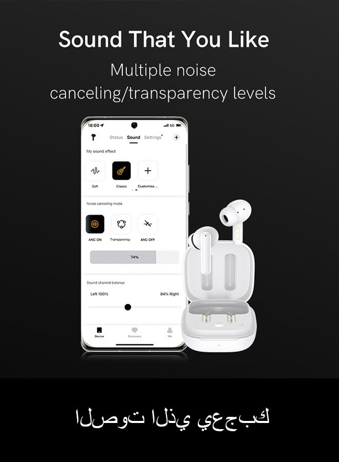 T13 ANC Wireless Earbuds Noise Cancellation 28dB in-depth,Bluetooth 5.3 Call,TWS Earphone,Long Standby 40H,Touch Control,IPX 5 Waterproof,IOS/Android Systems White