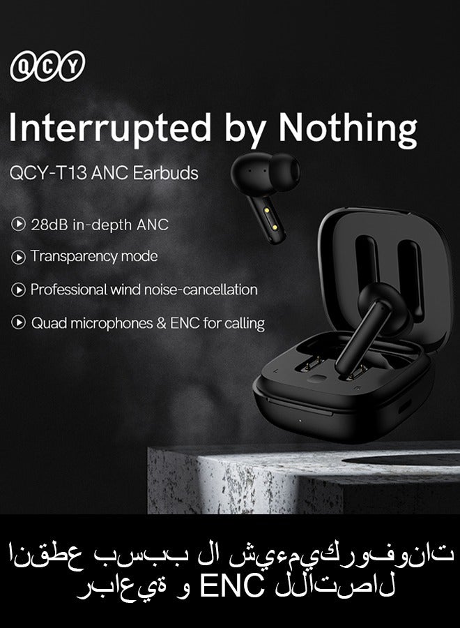 T13 ANC Wireless Earbuds Noise Cancellation 28dB in-depth,Bluetooth 5.3 Call,TWS Earphone,Long Standby 40H,Touch Control,IPX 5 Waterproof,IOS/Android Systems White