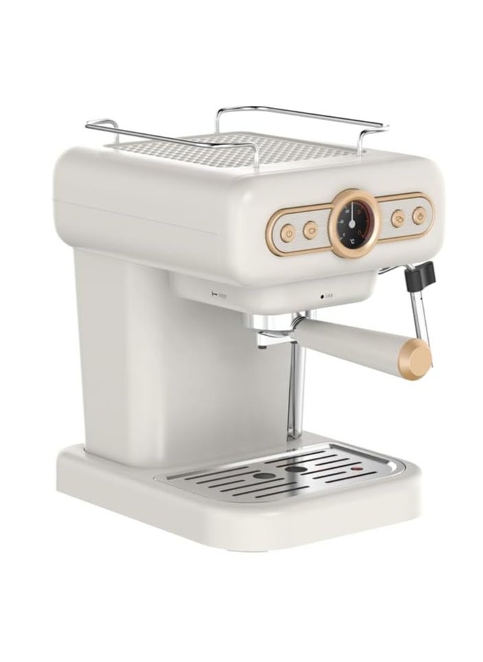 Retro Espresso Coffee Machine Boiler Gauge And Milk Steamer 15 Bar Pressure Pump Cup Warmer Washable Drip Tray Boiler Gauge Steam Control 1.2L Tank Capacity 950W Coffee Maker