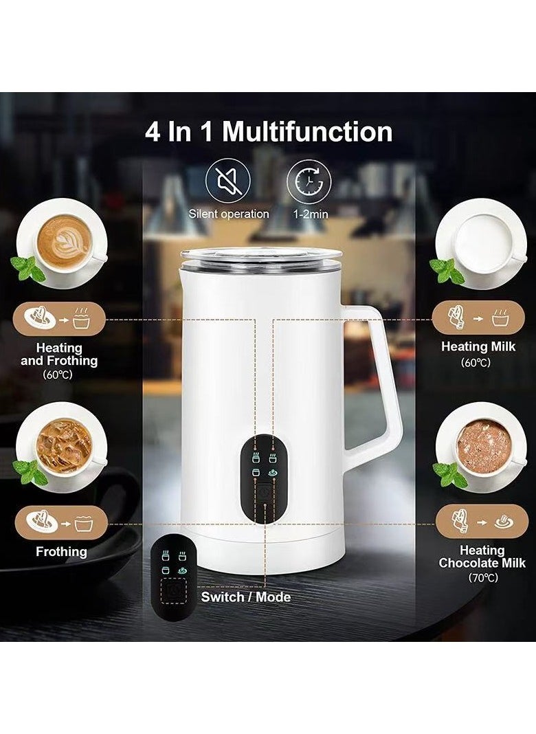 Electric Milk Frother Steamer Milk Foamer 4 in 1 Multifunctional Hot Cold Milk Foam Maker 400W Automatic Quiet Milk Warmer Latte Cappuccinos Hot Chocolate