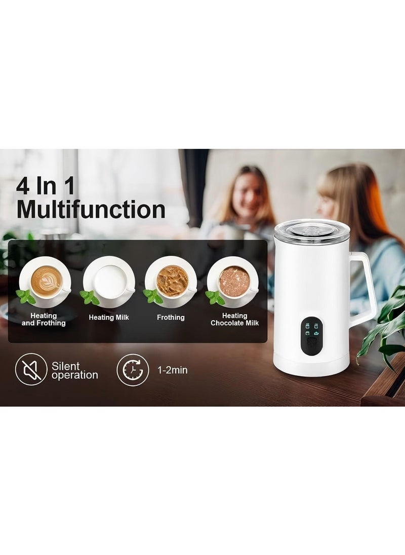 Electric Milk Frother Steamer Milk Foamer 4 in 1 Multifunctional Hot Cold Milk Foam Maker 400W Automatic Quiet Milk Warmer Latte Cappuccinos Hot Chocolate