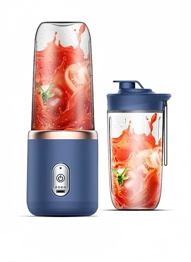 Personal Compact Sports Blender And Smoothie Maker 400 ml, USB Rechargeable 1500mAh, 70 W 21000Hz, Blue/Clear